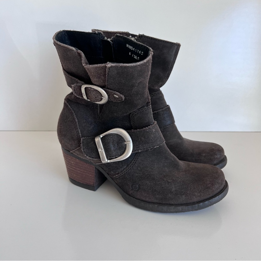 Born Women's Galene Rustic‎ Brown Leather Suede Distressed Moto Boots